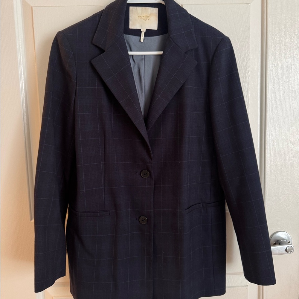 Maje Dark Checkered Blazer